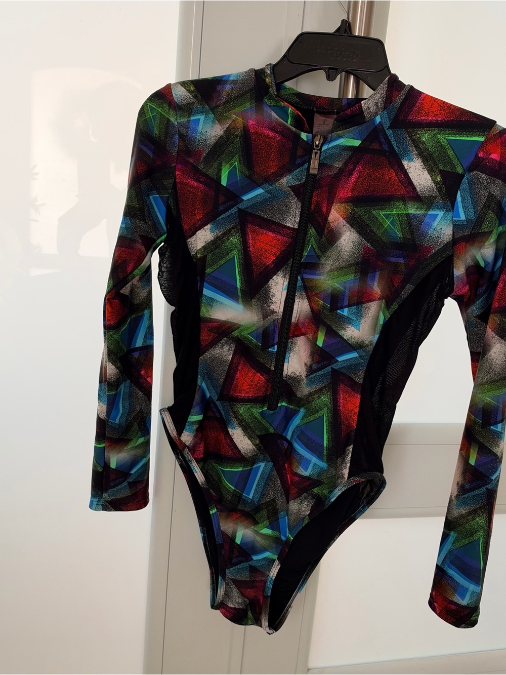 Girls' Multicolor Long-Sleeve One-Piece Swimsuit with Front Zip